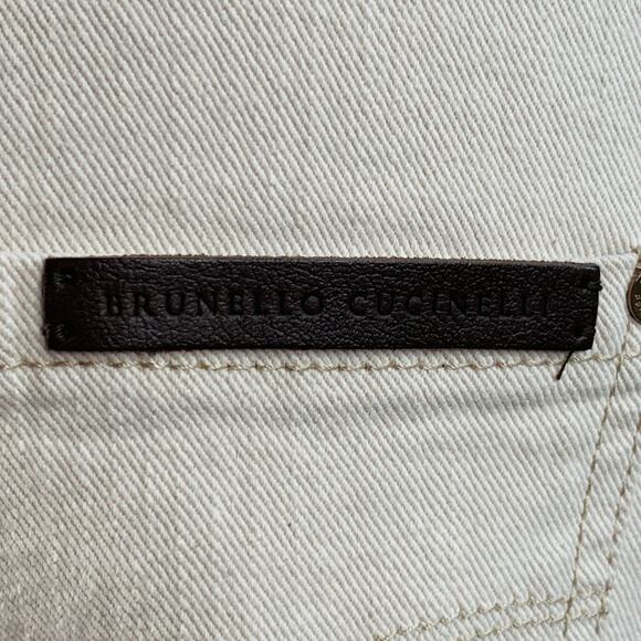 Size 10 Beige Cotton Blend Twill Monili Tapered Cuffed Casual Pants - Picture 4 of 12